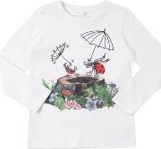 Ladybugs Printed Cotton Jersey T Shirt 