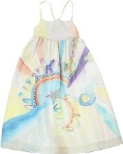 Rainbow Print Cotton & Silk Dress 