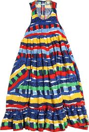 Stripes Printed Viscose Maxi Dress 