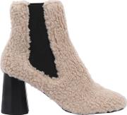 80mm Furry Faux Shearling Ankle Boots 