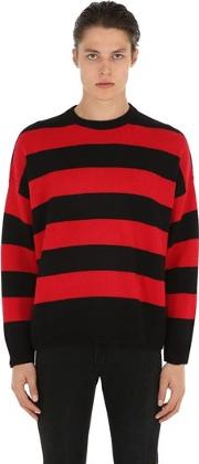 Distressed Stripe Cashmere Blend Sweater 