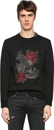 Embroidered Wool Blend Sweater 
