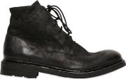 Washed Matte Leather Lace Up Boots 