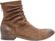 Wrinkled Washed Leather Ankle Boots 
