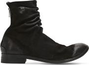 Wrinkled Washed Leather Ankle Boots 