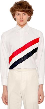Diagonal Stripes Cotton Oxford Shirt 