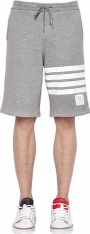 Intarsia Stripes Cotton Jersey Shorts 