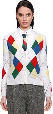Multicolor Argyle Cashmere Knit Cardigan 