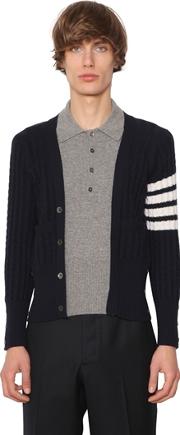 Polo Collar Cashmere Sweater W Stripes 