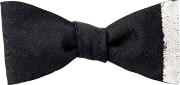 Vertical Stripe Wool Gabardine Bow Tie 
