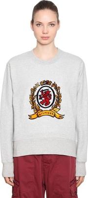 Boxy Logo Embroidered Cotton Sweatshirt 