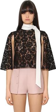 Heavy Lace & Cady Cropped Cape Top 