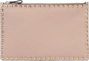 Medium Rockstud Grained Leather Pouch 