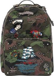 Tattoo Embroidery Camouflage Backpack 