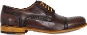 Washed Leather Brogue Derby Shoes 