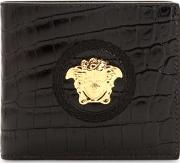 Medusa Croc Embossed Leather Coin Wallet 