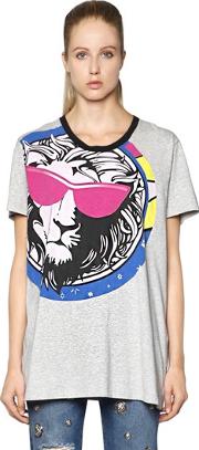 Lion Print Oversized Cotton T Shirt 