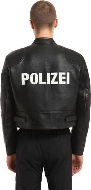 Polizei Cropped Leather Moto Jacket 