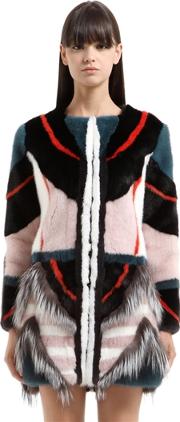 Patchwork Mink & Fox Fur Coat 