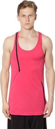 Long Cotton Jersey Tank Top With Zip 