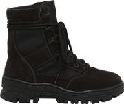 Suede & Techno Canvas Lace Up Boots 