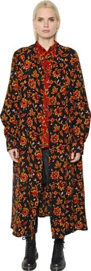 Oversized Floral Jacquard Wool Coat 