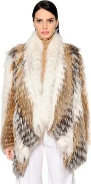 Fox Fur Jacket W Pointed Front Hem 