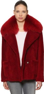 Shearling Jacket W Fox Fur Collar 