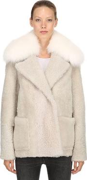 Shearling Jacket W Fox Fur Collar 