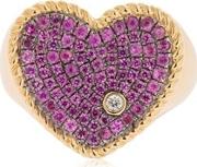 Heart 18kt Gold & Sapphire Signet Ring 