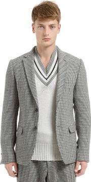 Wool Blend Houndstooth Jacket 