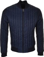 quilted down bomber jacket navy