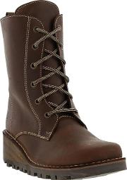Nene Leather Lace Up Wedge Boots 