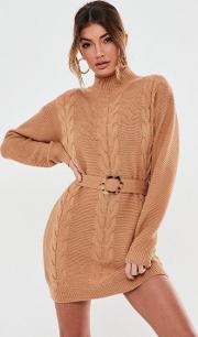 Belted Cable Knit Dress