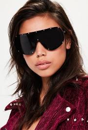 Black Studded Oversized Sunglasses