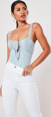 Broderie Anglaise Tie Front Bodysuit