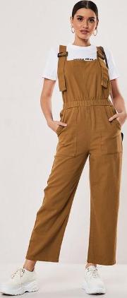 Brown Faux Tortoise Shell Buckle Dungarees