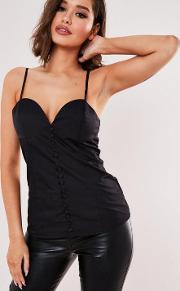 Covered Button Front Cami Top