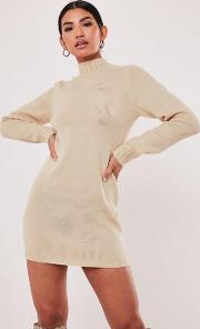 Fitted High Neck Knitted Dress