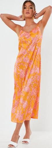 Floral Print Satin Slip Dress