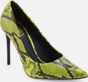 Neon Green Snake Print Court Shoes