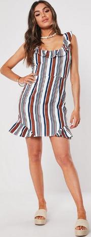 Red Stripe Frill Cami Shift Dress