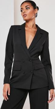 Tall Black Co Ord Double Breasted Blazer