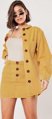 Tall Mustard Co Ord Button Through Denim Shirt