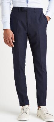 slim muscle fit navy pindot trousers