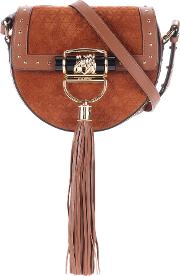Embellished Suede Saddle Bag 