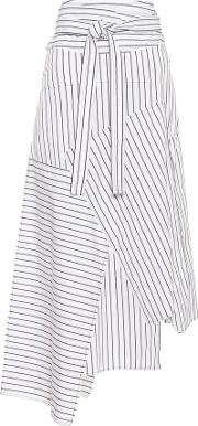 Striped Cotton Poplin Midi Skirt 