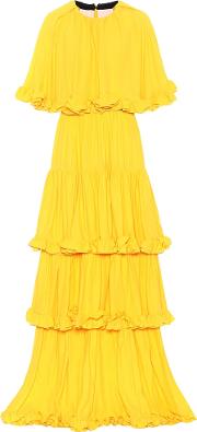 Ruffled Crepe Gown 