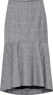 Checked Wool Midi Skirt 