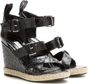 Rope Track Leather Wedge Sandals 